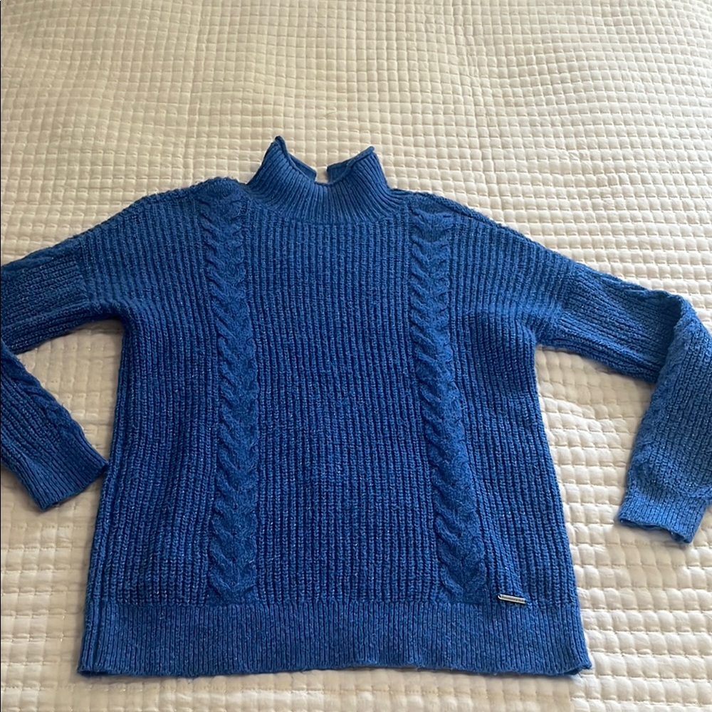 Abercrombie & Fitch XS Blue Cable Knit Cowl Neck Sweater